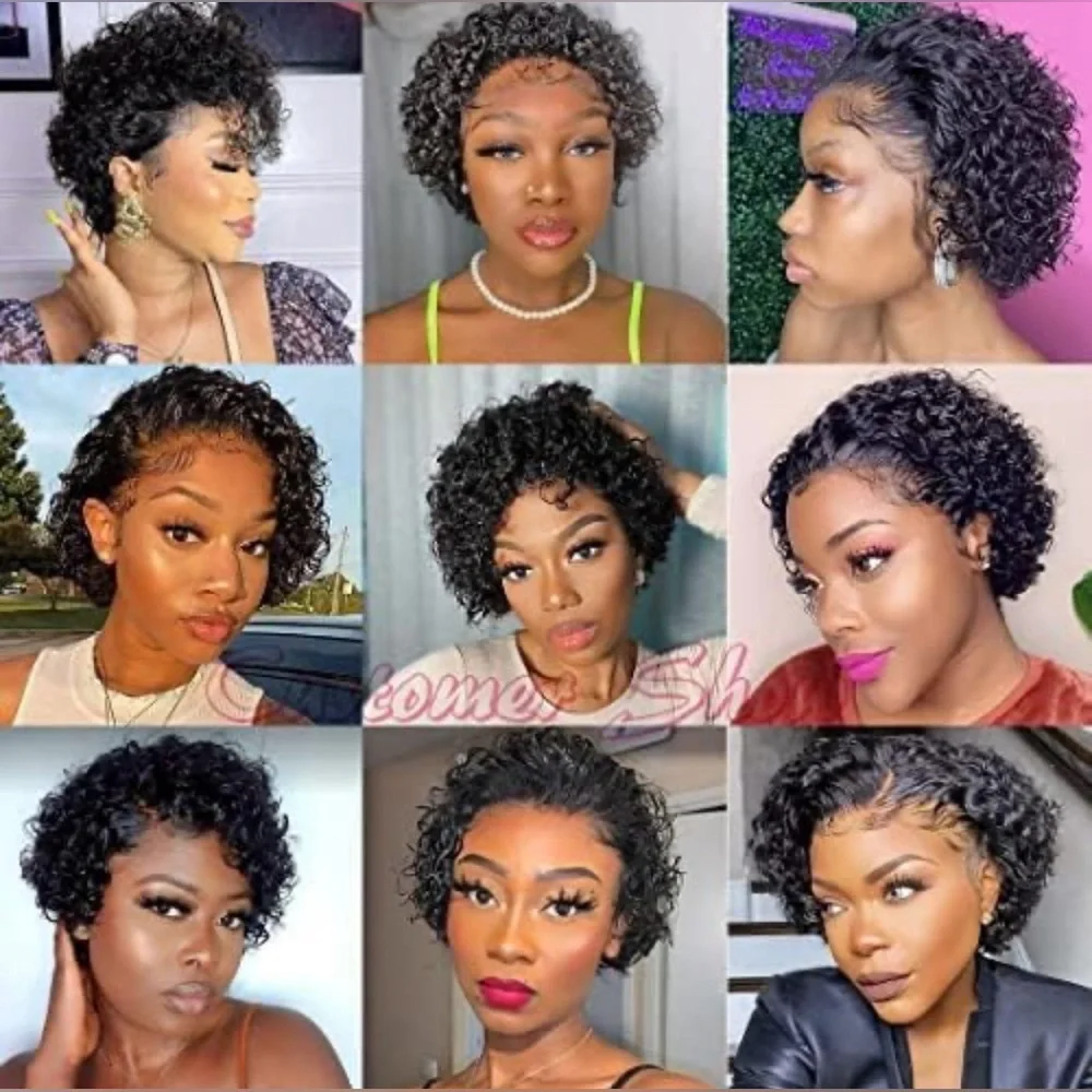 Nadula 6” Curly Pixie Cut Human Hair Lace Front Wig